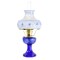 Aladdin Lincoln Drape Oil Lamp, Cobalt Glass Bright Indoor Non-Electric Fuel Lamp with Blue Meadow Shade, 24 inch